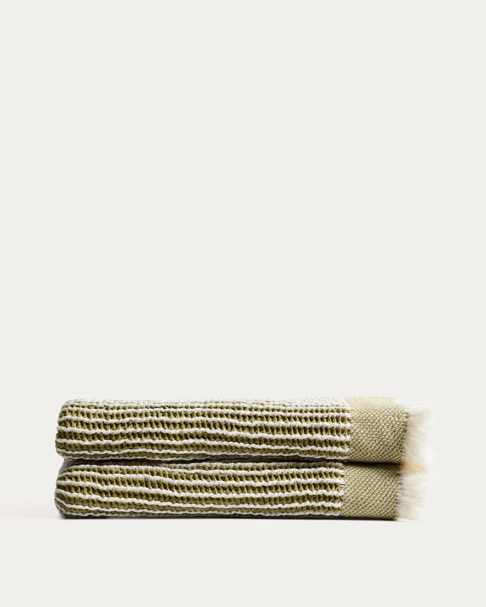 Grün gestreifte Baumwolldecke Lideba, 100 x 170 cm in Grün präsentiert im Onlineshop von KAQTU Design AG. Wolldecke ist von Kave Home