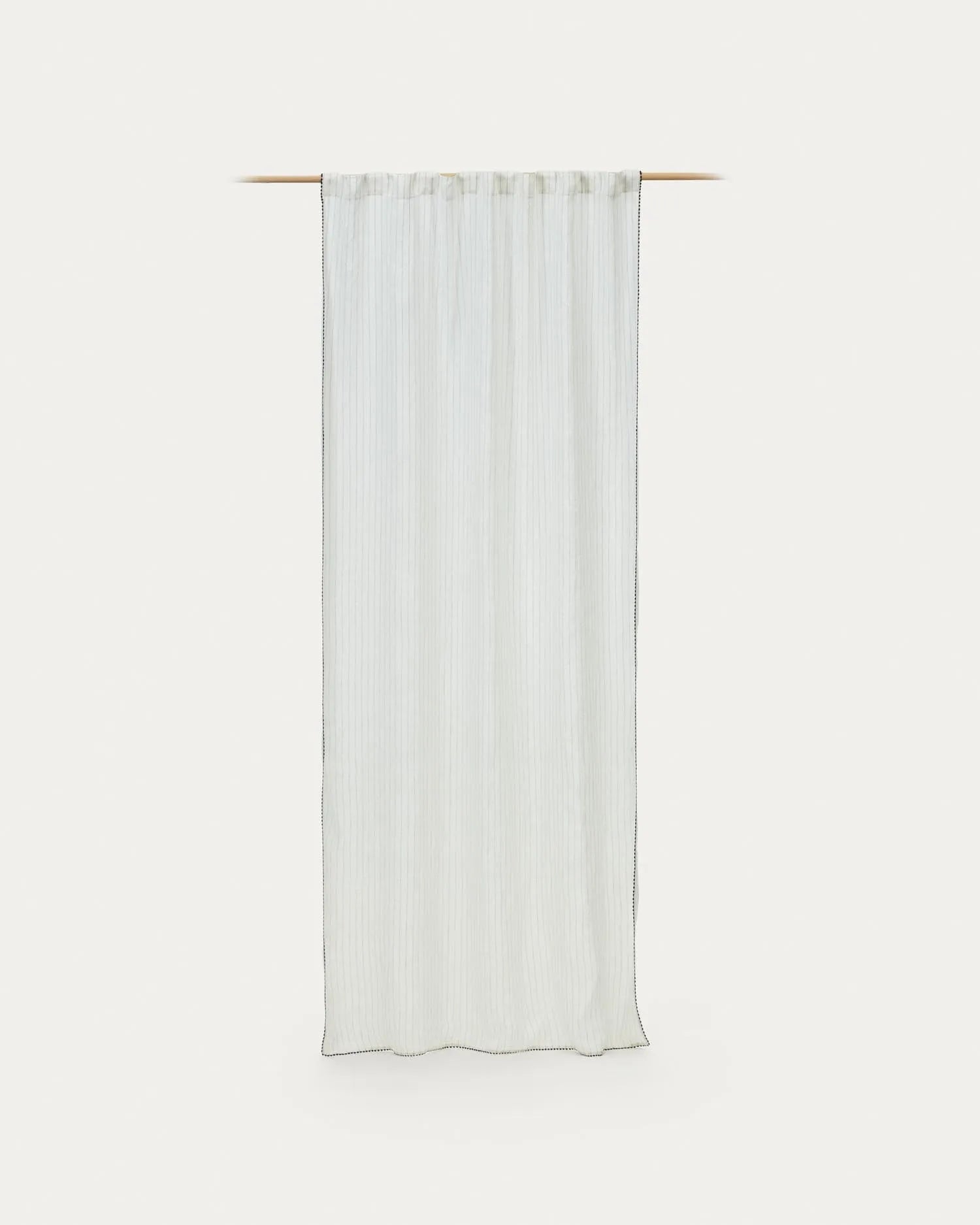 Eleganter Vorhang aus Leinen und Baumwolle mit Streifen und Stickerei, 140x270 cm, für stilvolle Wohnräume.