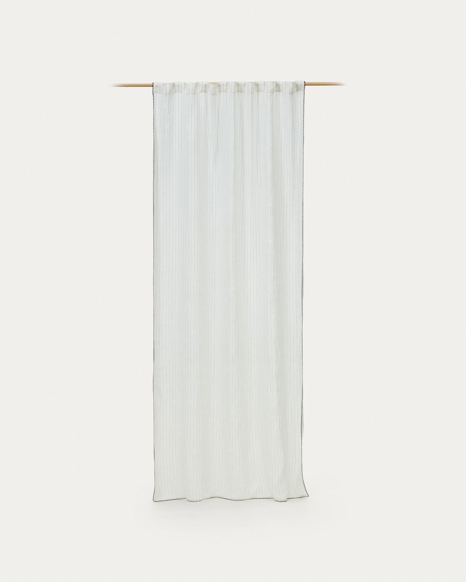 Adra curtain made of linen and <tc>wEIS</tc> cotton with stripes and embroidery, 140 x 270 cm