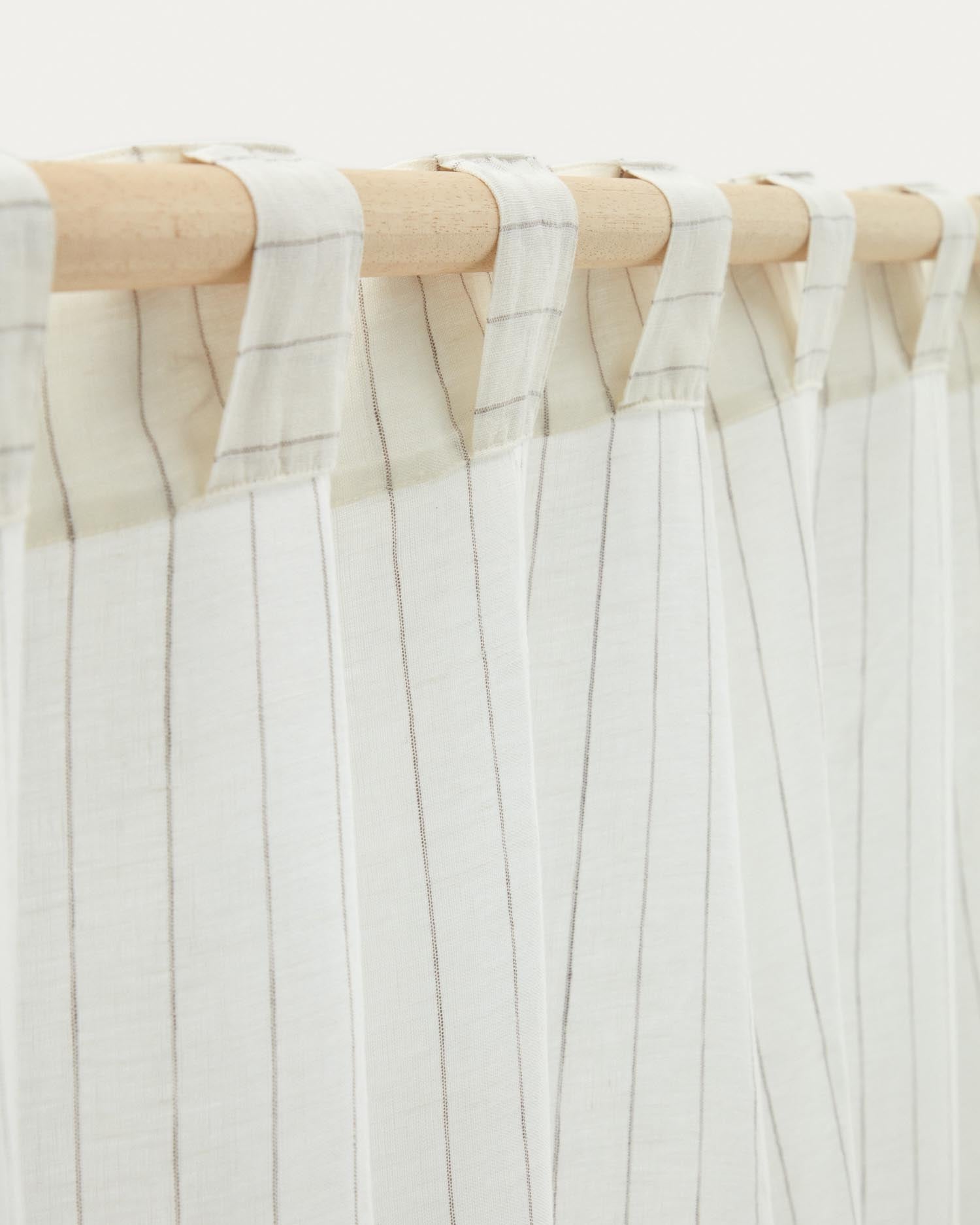 Adra curtain made of linen and <tc>wEIS</tc> cotton with stripes and embroidery, 140 x 270 cm