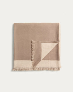 Wendbare Wolldecke Orlet in Grau und Beige, 130 x 170 cm