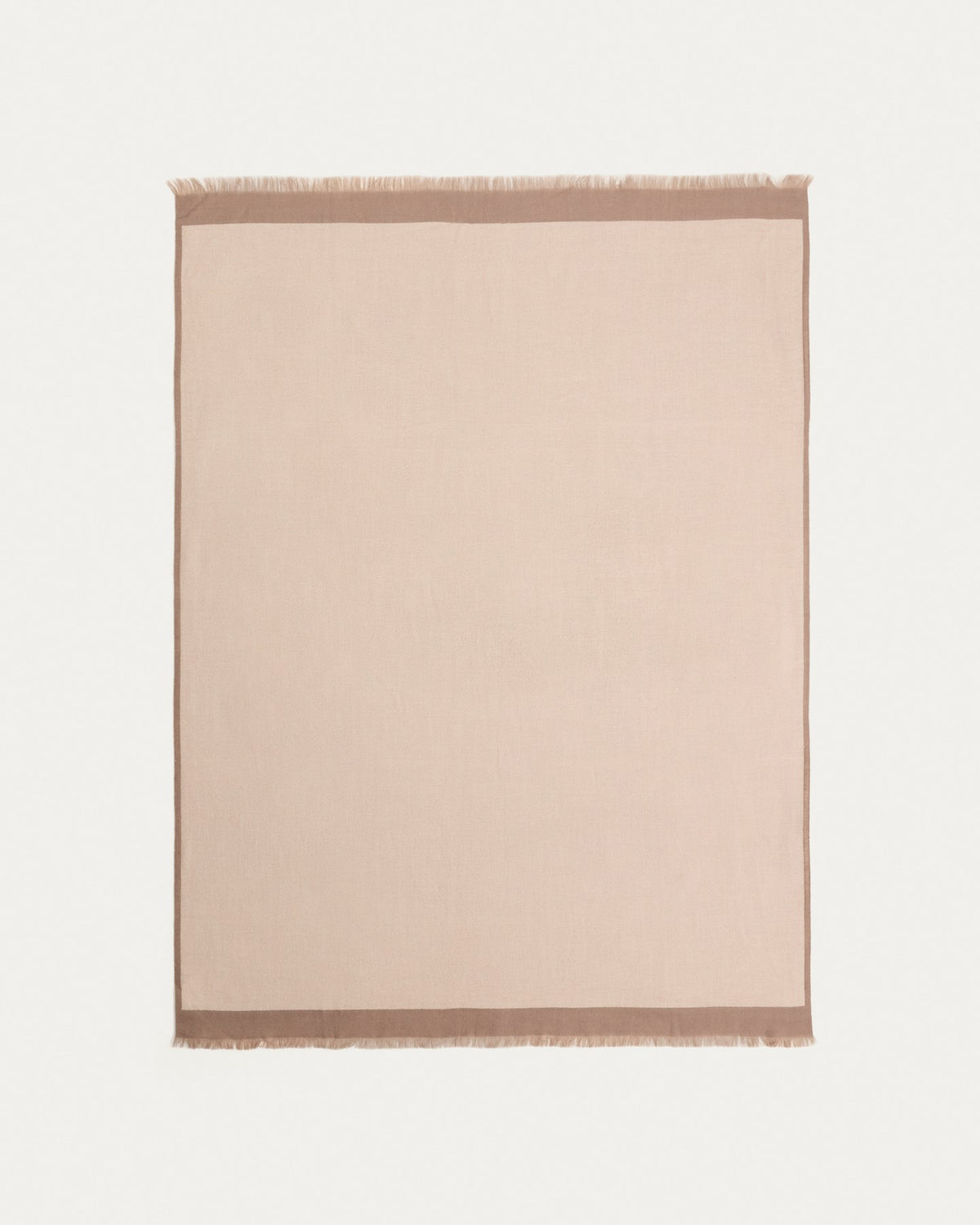 Wendbare Wolldecke Orlet in Grau und Beige aus 100% Wolle, rechteckige Form mit Fransen an den Rändern, Grösse 130x170 cm.