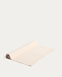 Levara cotton table runner with stone gray washed finish, 50 x 150 cm