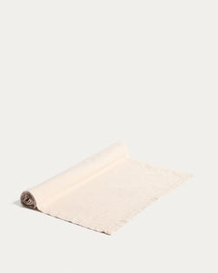 Levara cotton table runner with stone gray washed finish, 50 x 150 cm