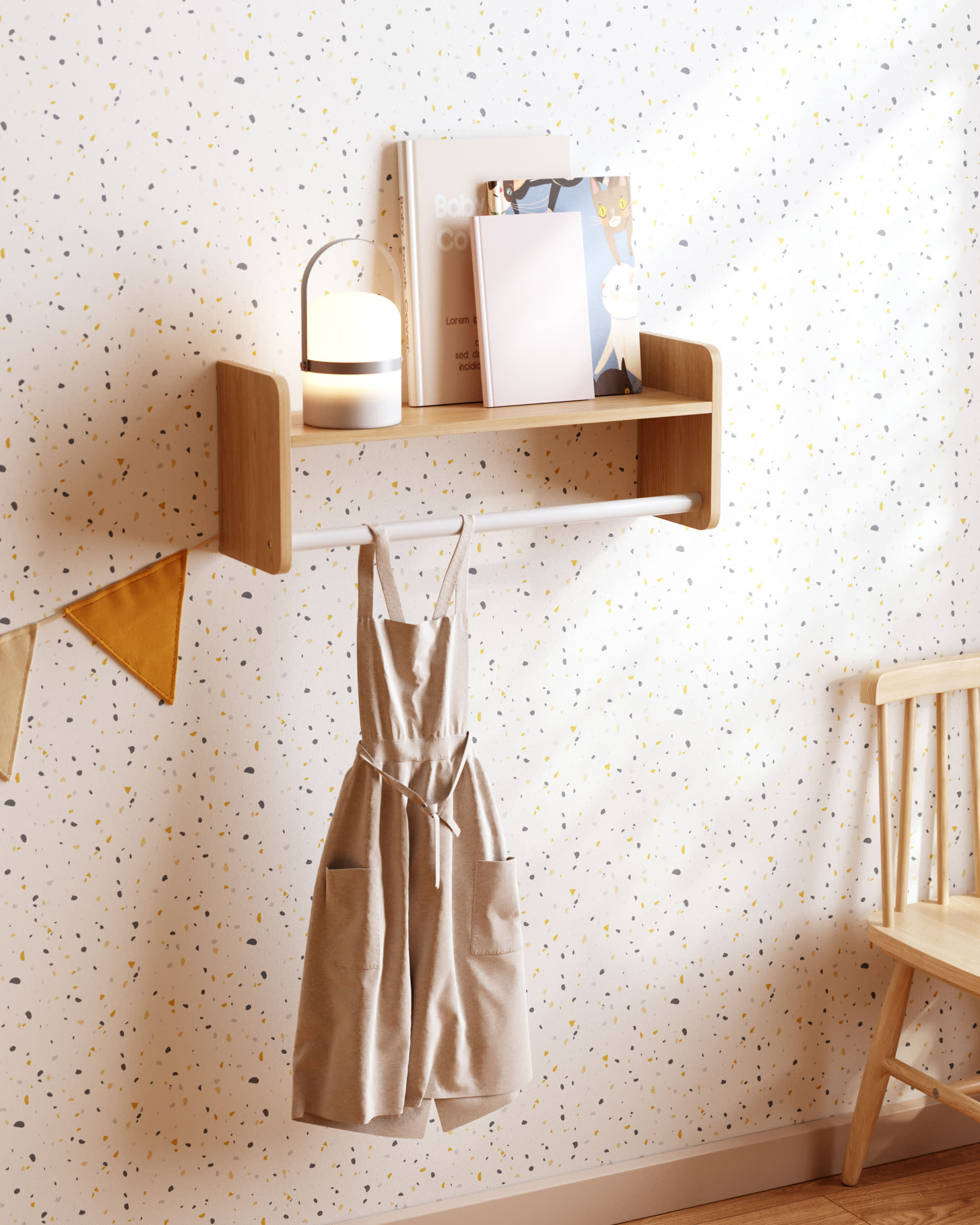 Florentina coat rack made of solid natural pine and <tc>wEIS</tc> MDF, 52.5cm