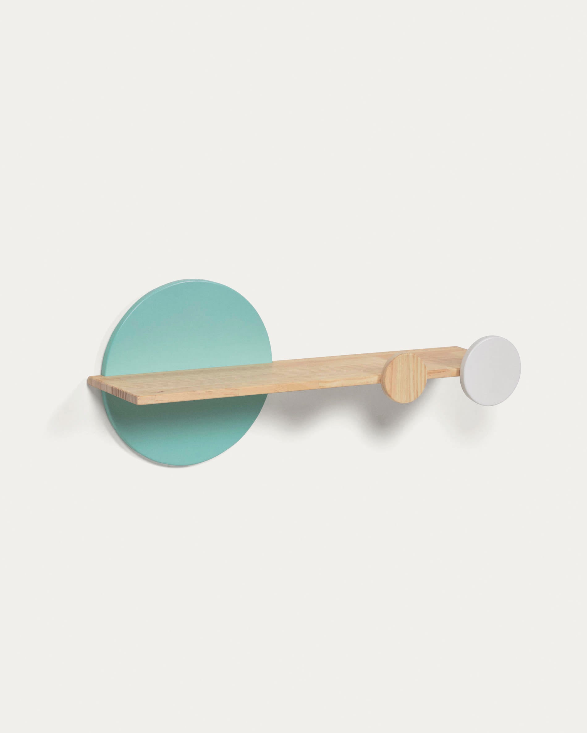 Diti shelf made of solid pine, natural, with <tc>wEIS</tc> and turquoise MDF, 60 x 26 cm