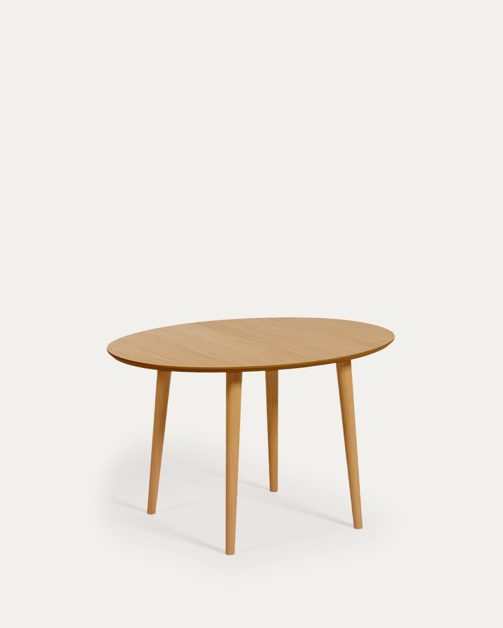 Oqui tavolo ovale allungabile in impiallacciato rovere con gambe in legno massello Ø 120 (200) x 90 cm