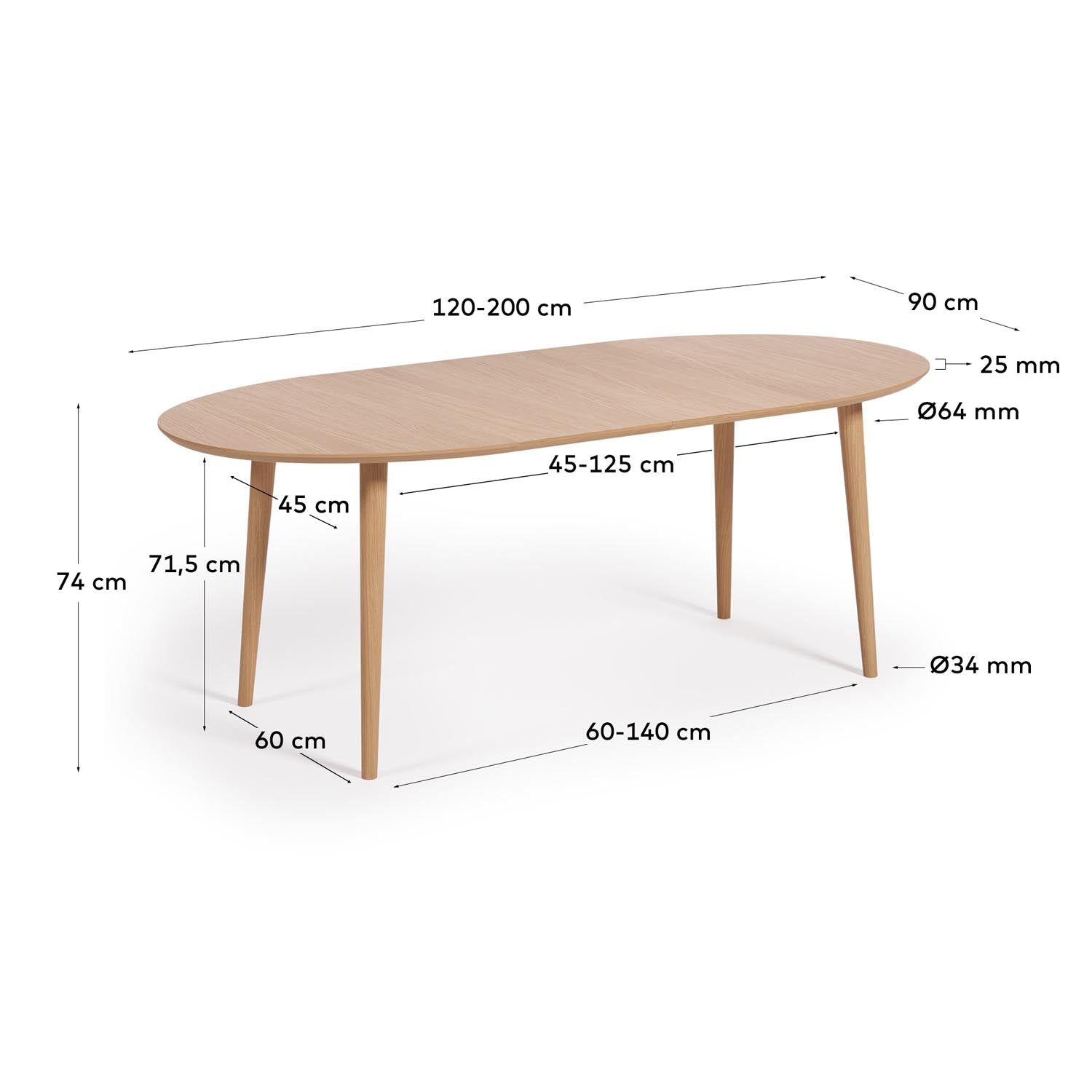 Eleganter Oqui Ausziehtisch: Eichenfurnier & Massivholz von Kave Home.