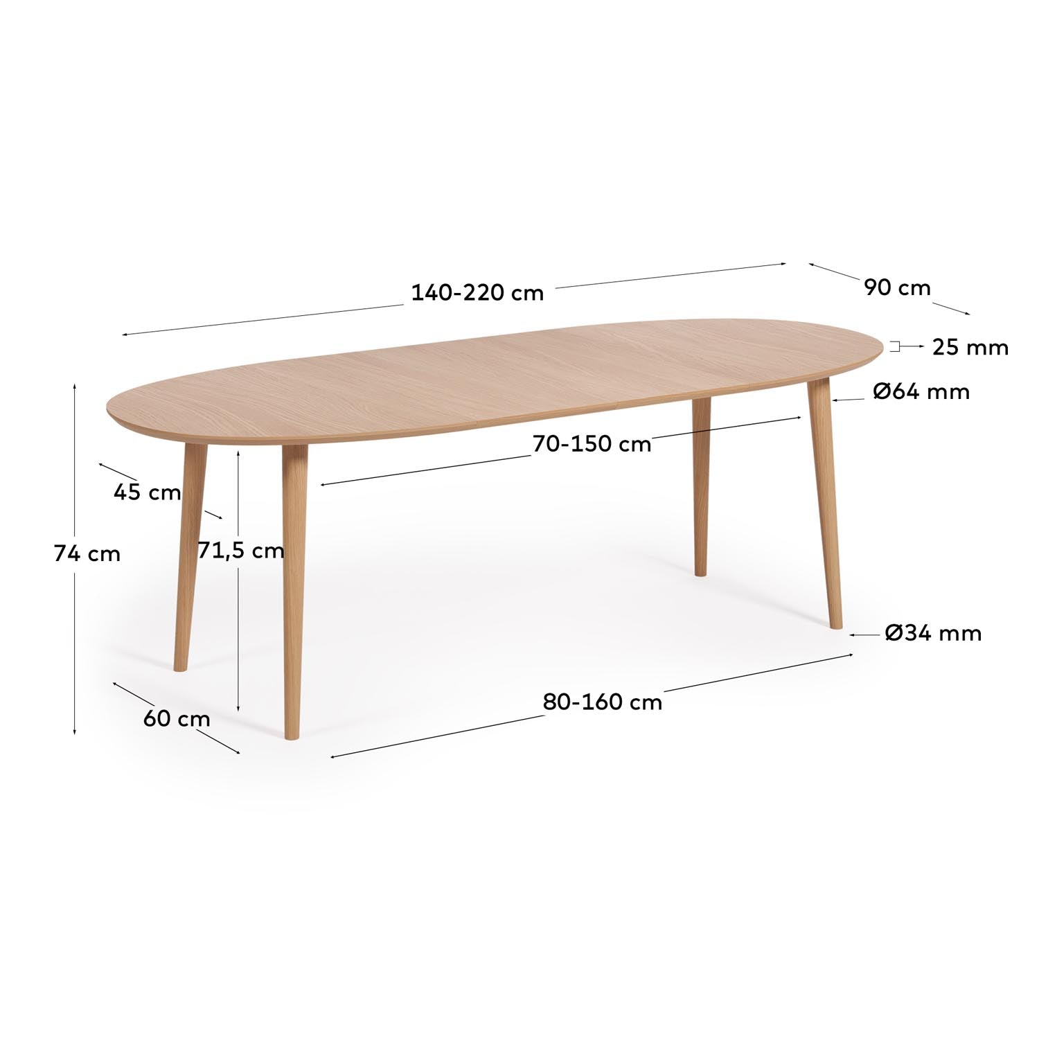 Oqui Ausziehtisch: Stilvoller Eichenfurnier-Tisch mit Massivholzbeinen.