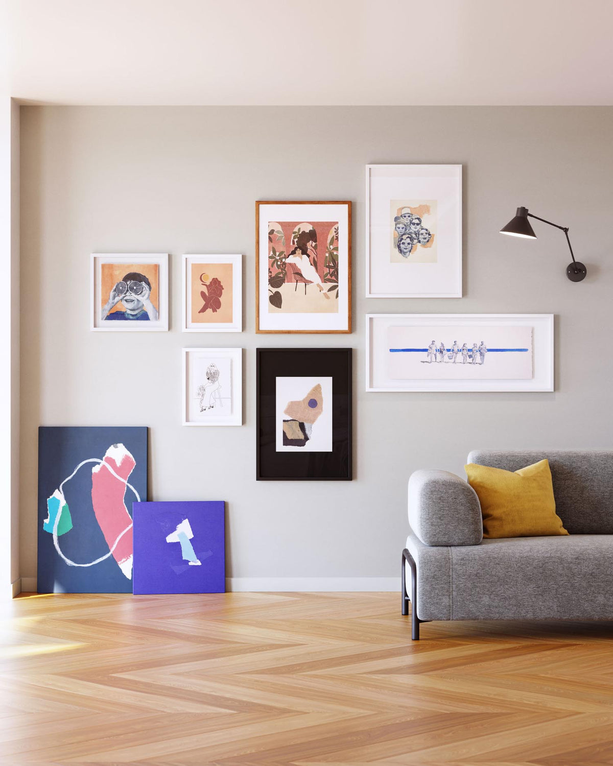 Zoeli abstraktes Leinwand blau und rot 60 x 90 cm in Blau präsentiert im Onlineshop von KAQTU Design AG. Bild ist von Kave Home
