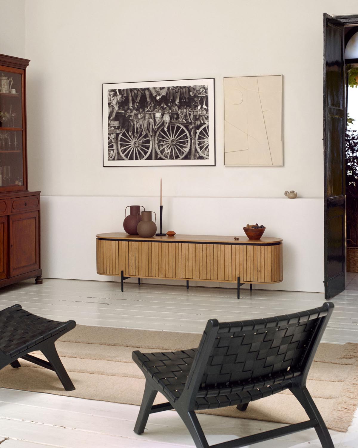 Kave Home Talin: Abstraktes Kunstwerk in Beige, 60x90 cm, modern.