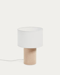 Lampe de table Bianella en velours côtelé beige