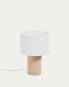 Lampe de table Bianella en velours côtelé beige