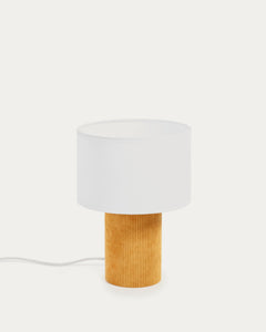 Lampe de table Bianella en velours côtelé jaune moutarde