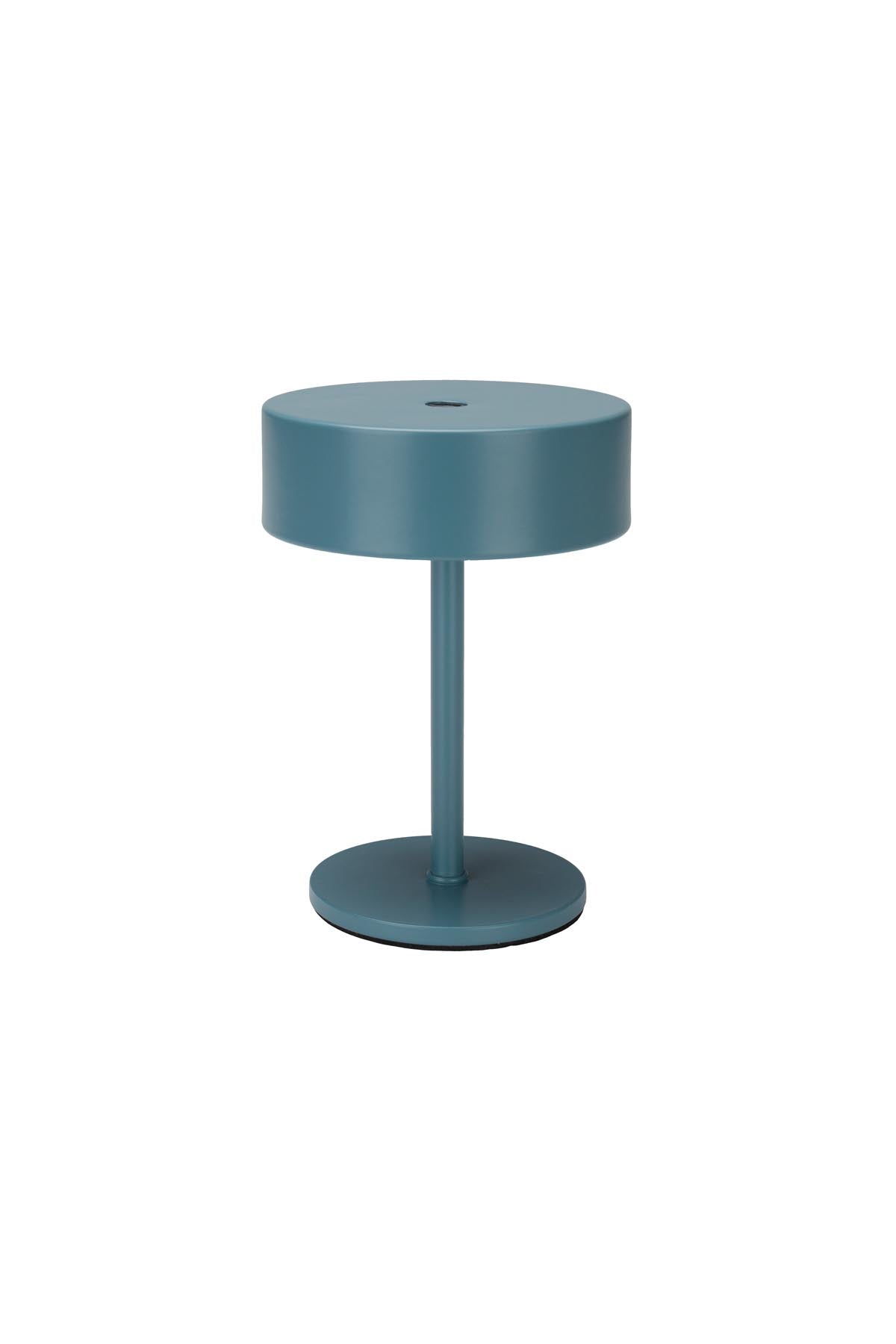 Kleine Tischleuchte Tischlampe Mini mit rundem flachem Schirm und quadratischer Eisenbasis