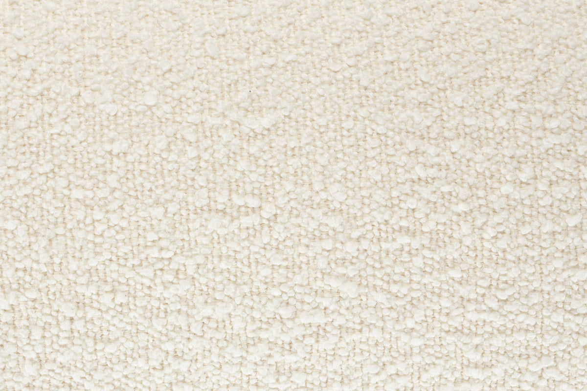 Sessel Oolong mit Bouclé-Bezug und abgerundetem Holzrahmen, Sitz und Rücken in Beige
