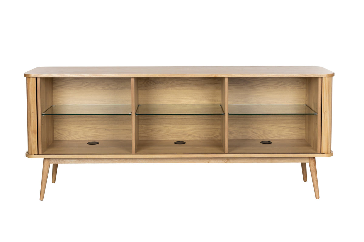 Sideboard Barbier von Zuiver mit Holzfurnier, Lamellen-Schiebetüren und Beinen