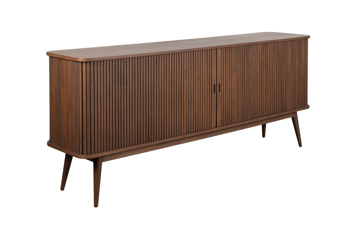 Sideboard Barbier von Zuiver mit Holzfurnier, Lamellen-Schiebetüren und Beinen
