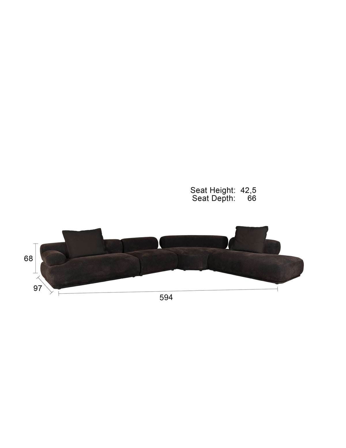 Sofa Rembrandt 7.5-Sitzer Links in Braun präsentiert im Onlineshop von KAQTU Design AG. Ecksofa ist von Zuiver