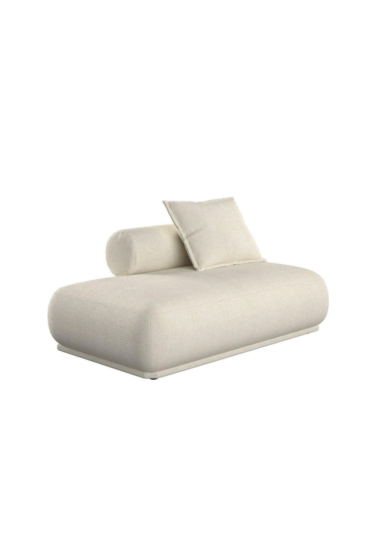 Beige Sofa-Element Rembrandt Lounge Left von Zuiver mit Polyesterbezug, Schaumstofffüllung und niedrigen Beinen, Frontalansicht.