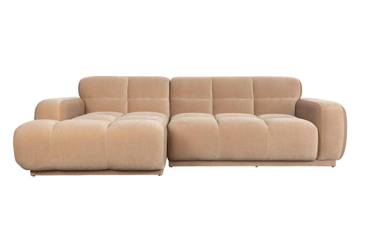 Beiges Ecksofa links von Zuiver mit Chaise Longue, Sitzfläche aus Polyester und gepolsterter Rückenlehne aus Schaumstoff.