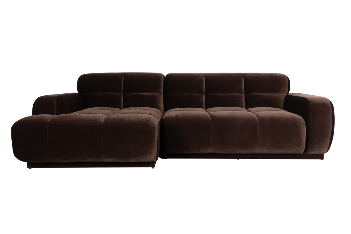 Braunes Ecksofa links Hazel von Zuiver mit Chaiselongue, Polyesterbezug und weicher Polsterung im modernen Design