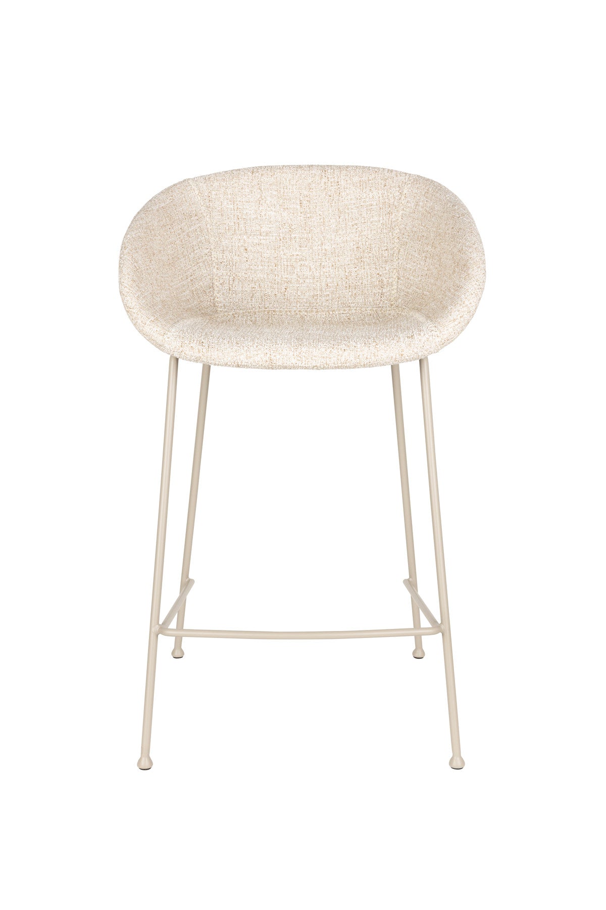 Gepolsterter Barhocker Feston von Zuiver in Beige mit Stahlrahmen und Ziernähten