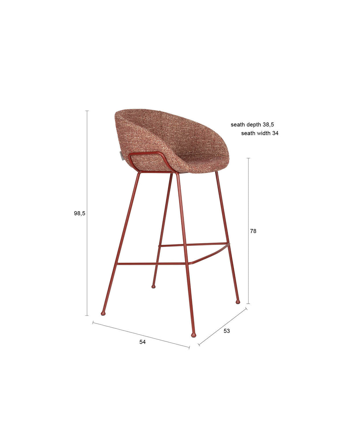 Barhocker Feston in Rot präsentiert im Onlineshop von KAQTU Design AG. Barstuhl ist von Zuiver