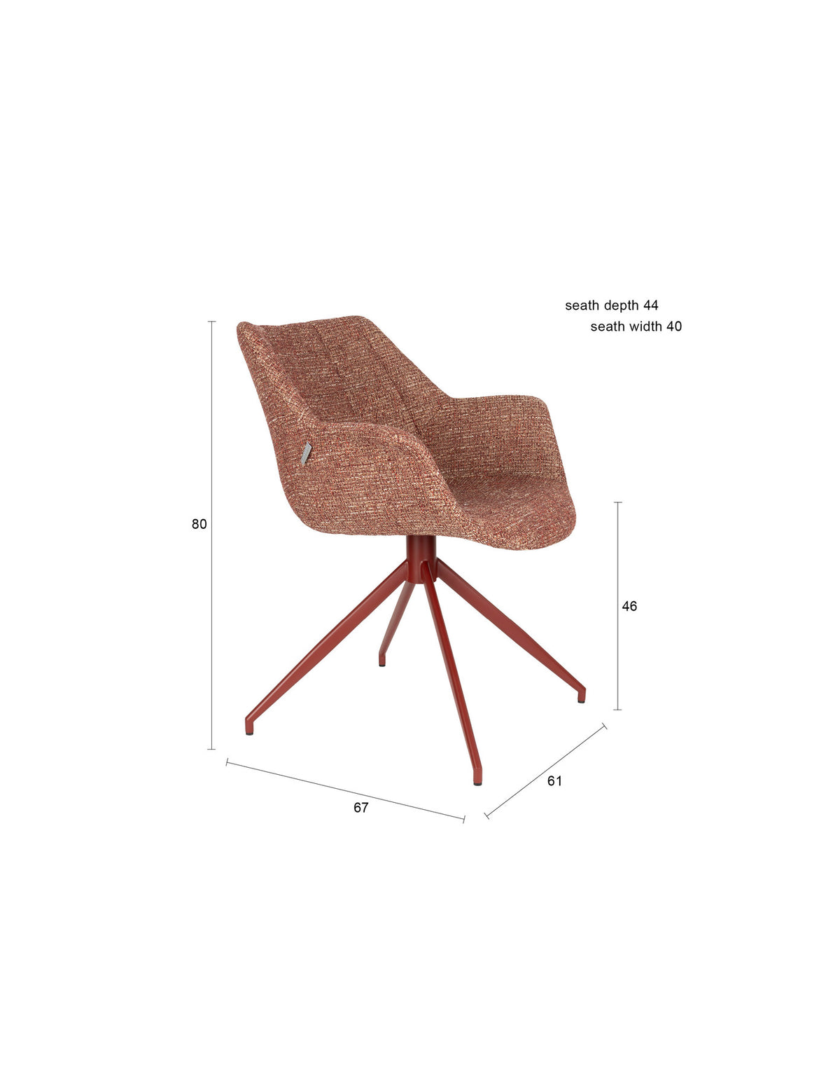 Armlehnstuhl Doulton in Rot präsentiert im Onlineshop von KAQTU Design AG. Stuhl mit Armlehne ist von Zuiver