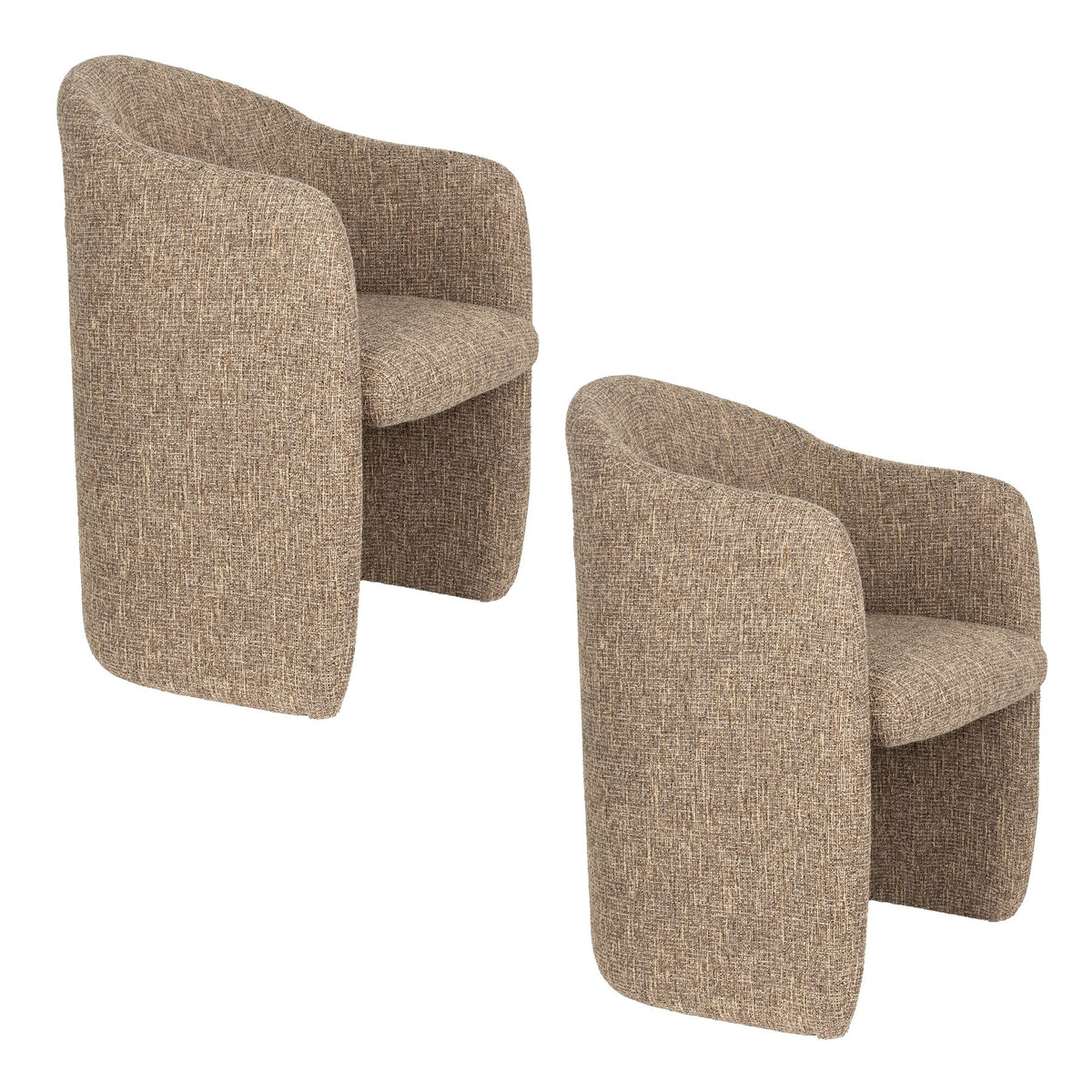Gepolsterter Stuhl Chair Contour in Hellbraun mit Sitzfläche und Rückenlehne aus Polyester und Schaumstoffpolsterung, vier Beinen.