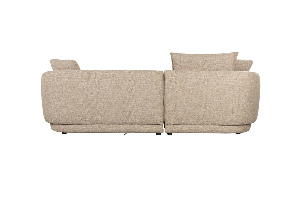 Hellbraunes L-Sofa Stones Lounge von Zuiver mit grob gewebtem Polyesterbezug und runden Formen