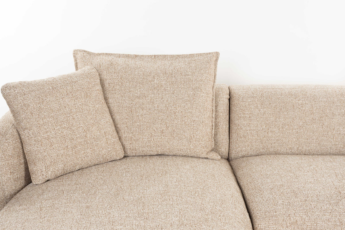 Hellbraunes L-Sofa Stones Lounge von Zuiver mit grob gewebtem Polyesterbezug und runden Formen