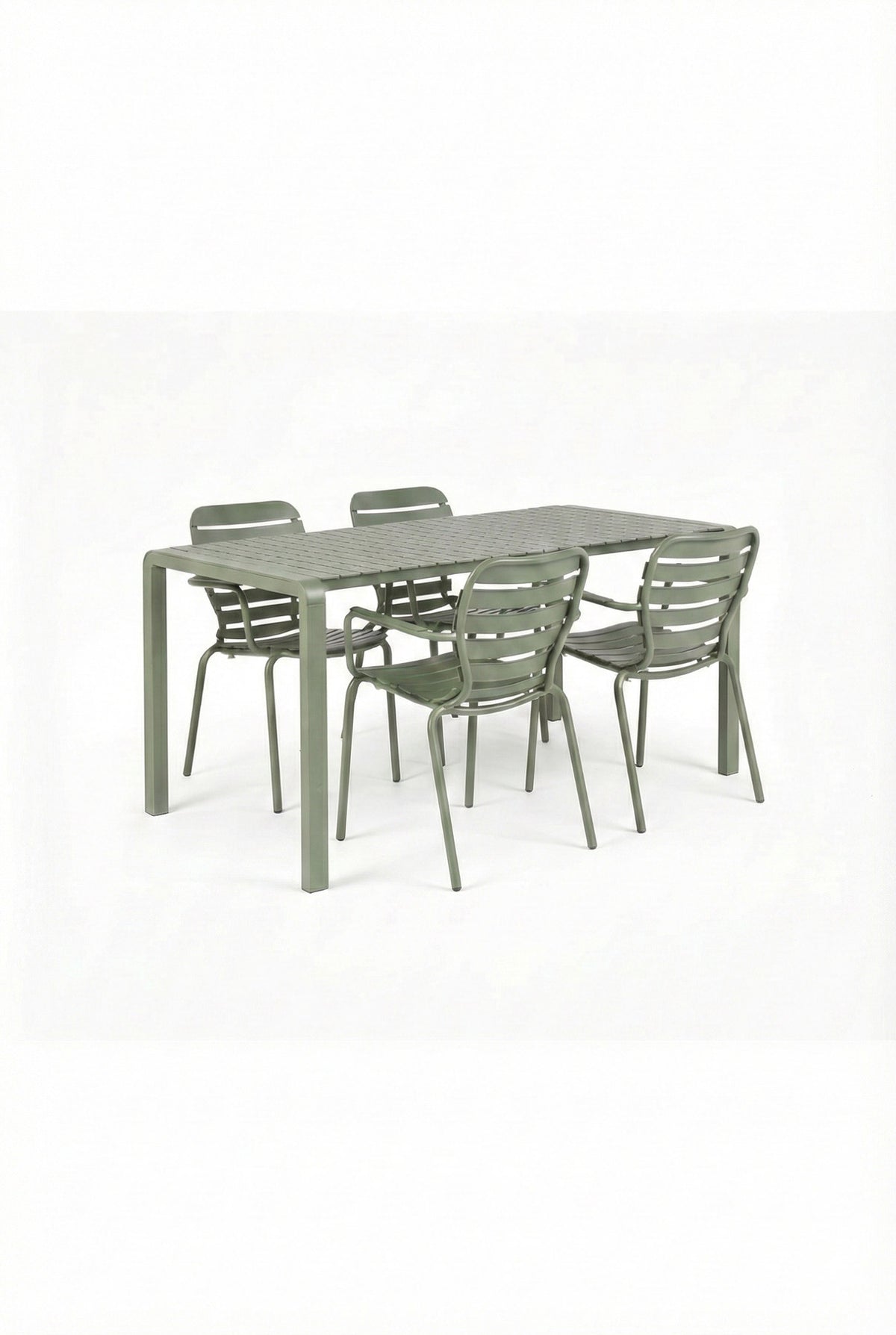 Gartentisch Vondel 168.5 + 4 Armlehnstühle Vondel Grün in Grün präsentiert im Onlineshop von KAQTU Design AG. Gartentischset ist von Zuiver