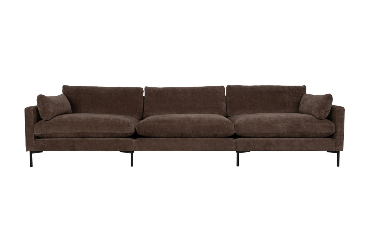 Dunkelbraunes gepolstertes 5er Sofa Summer von Zuiver mit Sitzfläche aus Acetat und Polyester sowie PU-Schaum-Polsterung, viersitzige Form.