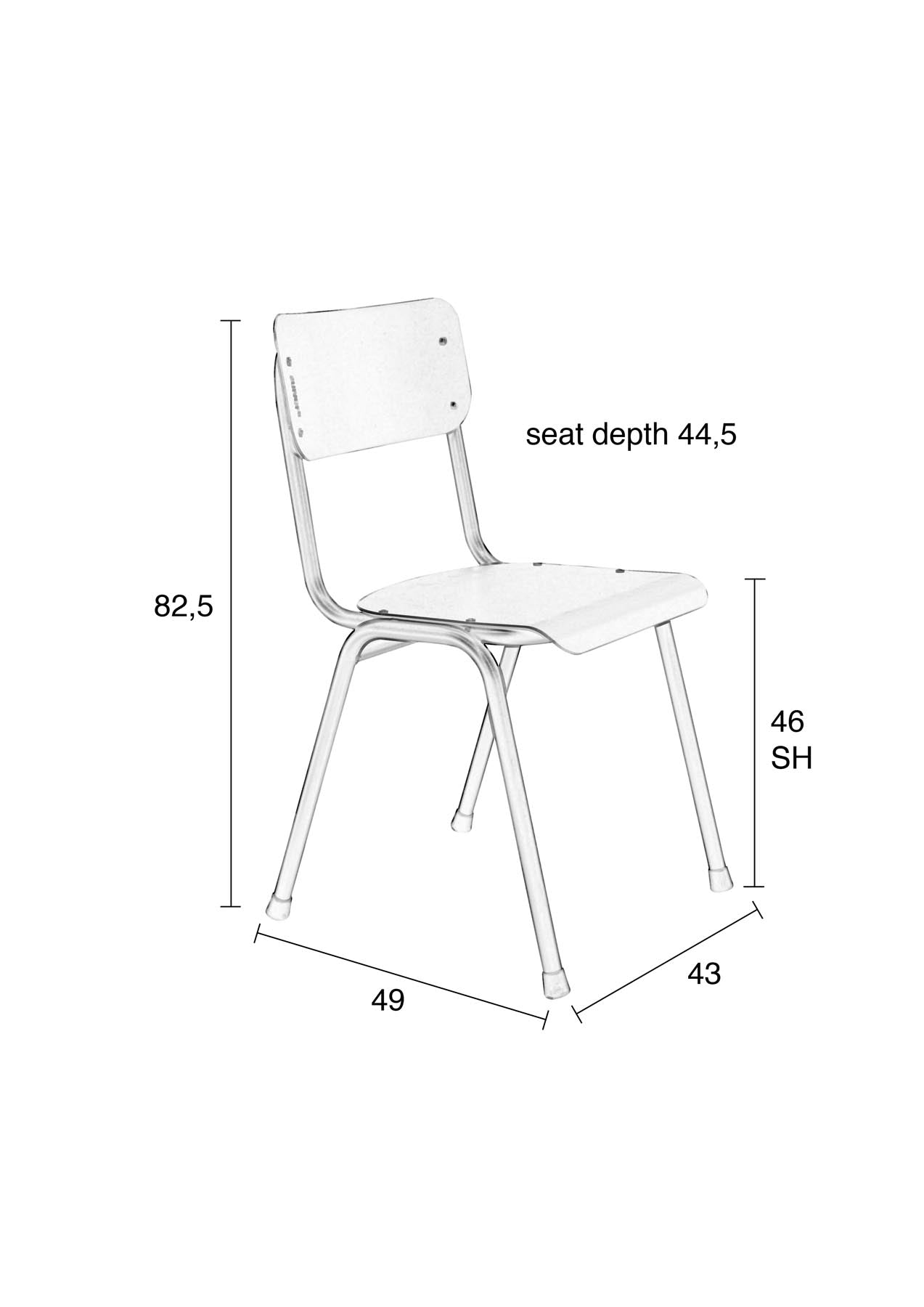 Stuhl Back to School Outdoor in Grau präsentiert im Onlineshop von KAQTU Design AG. Stuhl ist von Zuiver