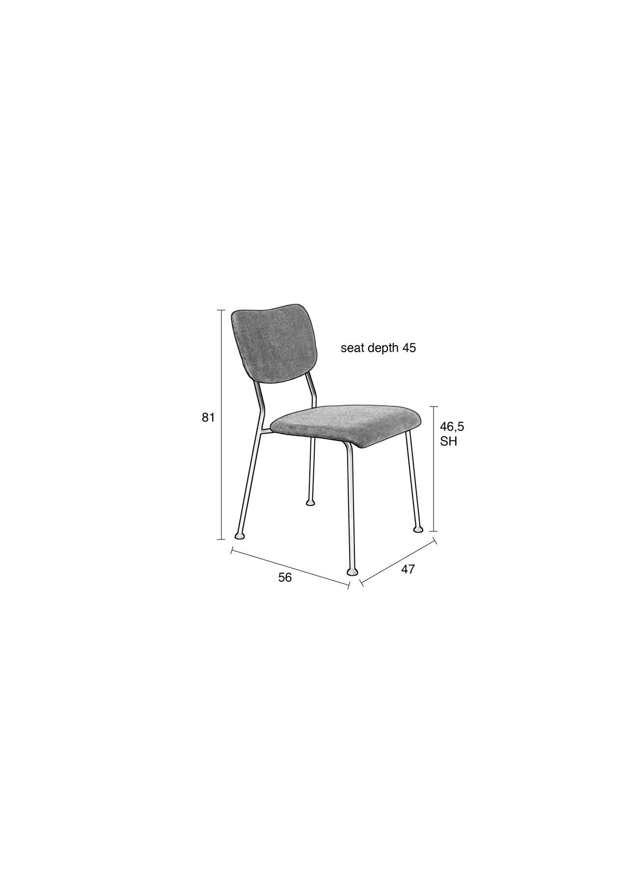 Stuhl Benson in Blau präsentiert im Onlineshop von KAQTU Design AG. Stuhl ist von Zuiver