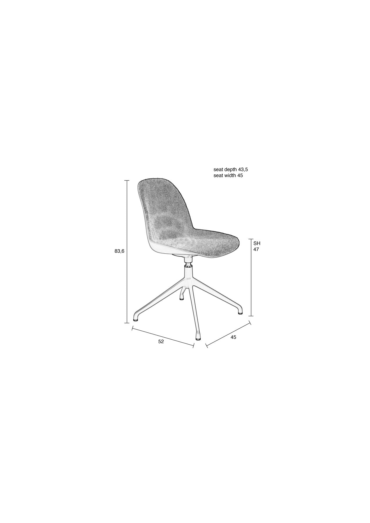 Stuhl Albert Kuip gepolstert in Taupe präsentiert im Onlineshop von KAQTU Design AG. Stuhl ist von Zuiver