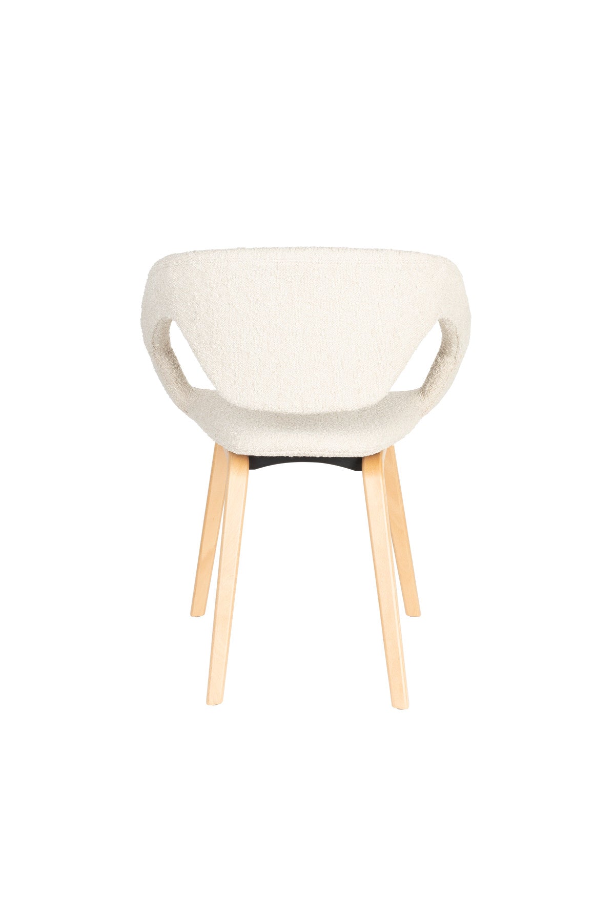 Beiger Stuhl mit Armlehne Flexback mit Bouclé-Sitzschale und braunem Buchenholzgestell