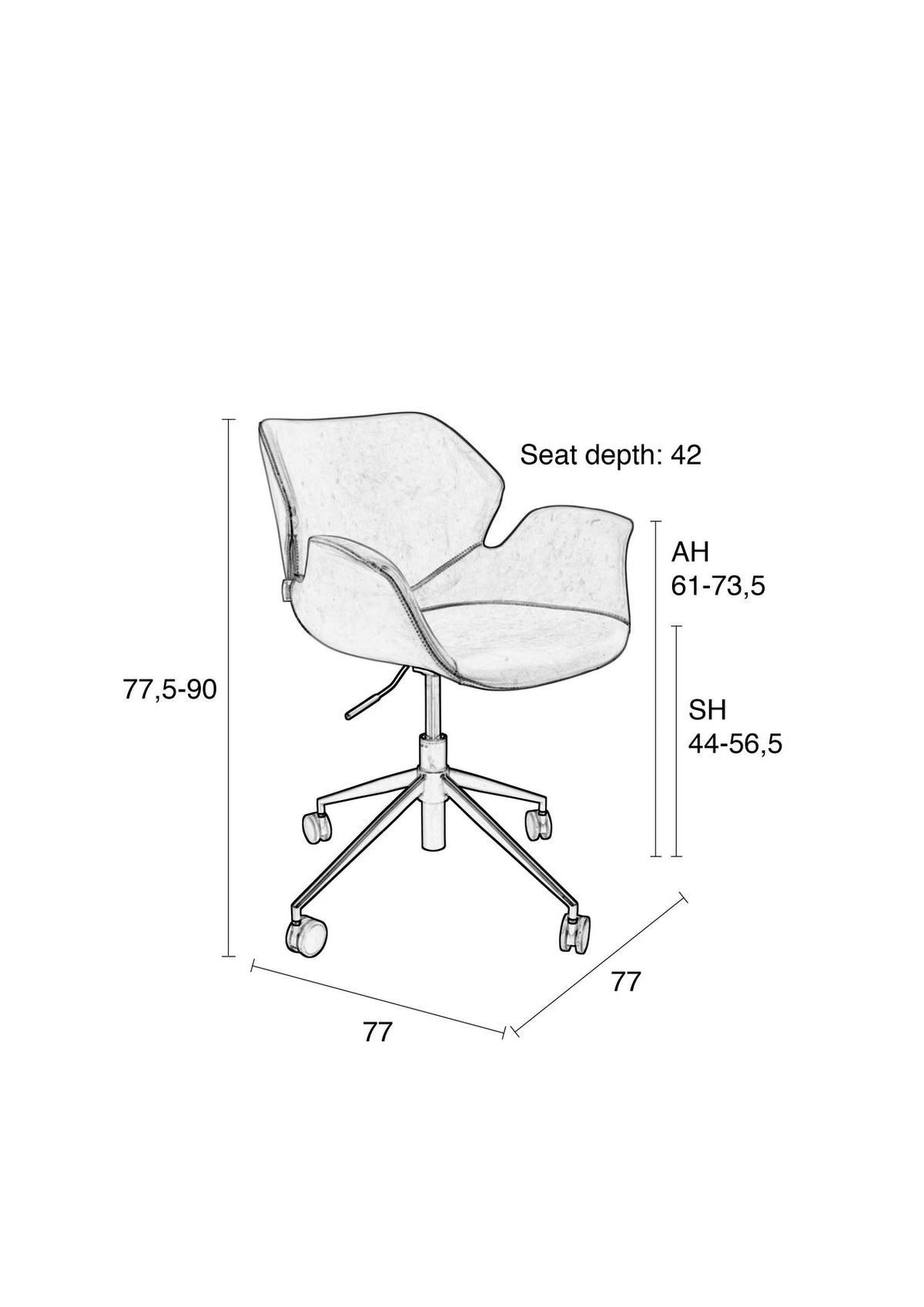 Bürostuhl Nikki in Schwarz präsentiert im Onlineshop von KAQTU Design AG. Bürostuhl ist von Zuiver