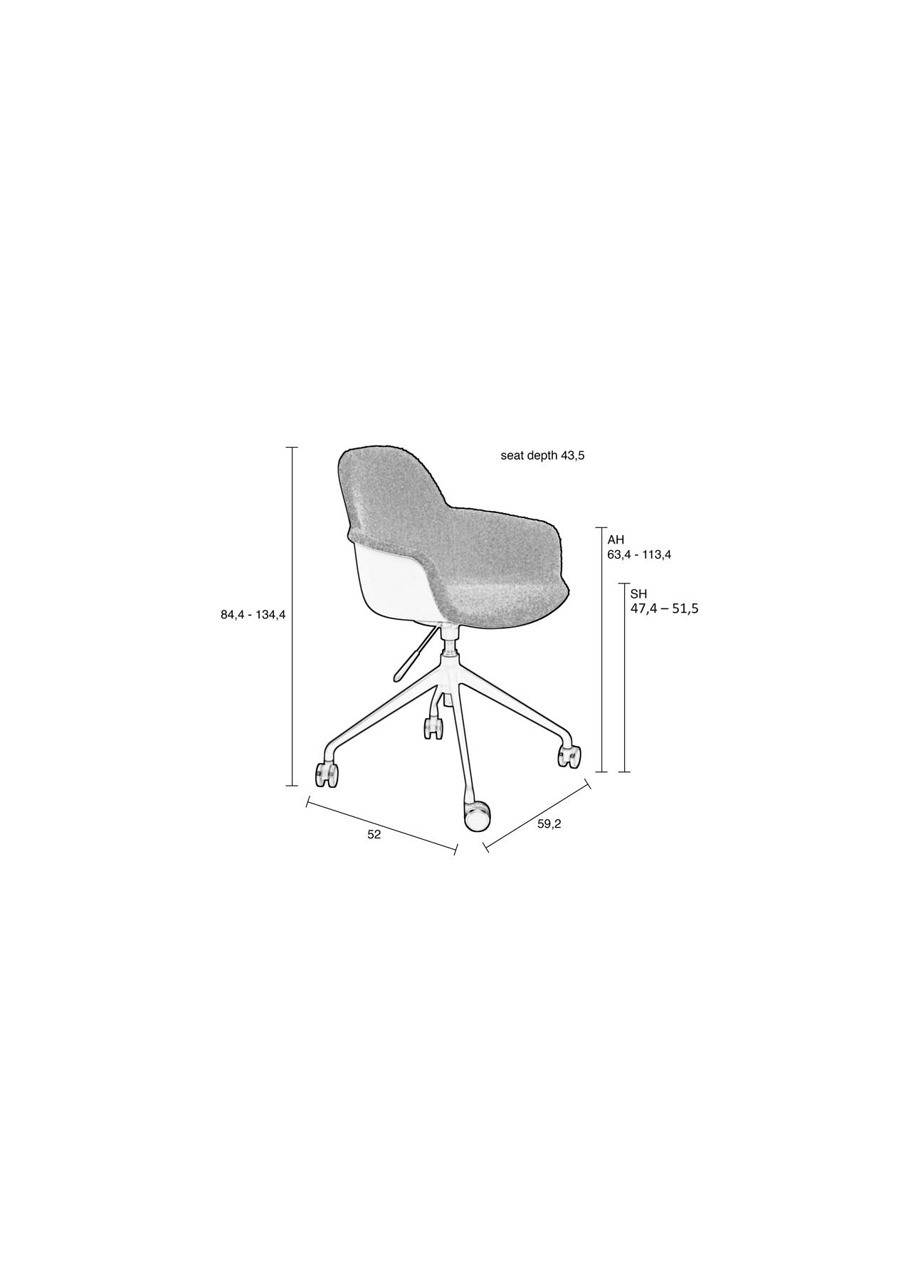 Bürostuhl mit Armlehne Albert Kuip  in Taupe präsentiert im Onlineshop von KAQTU Design AG. Bürostuhl mit Armlehne ist von Zuiver