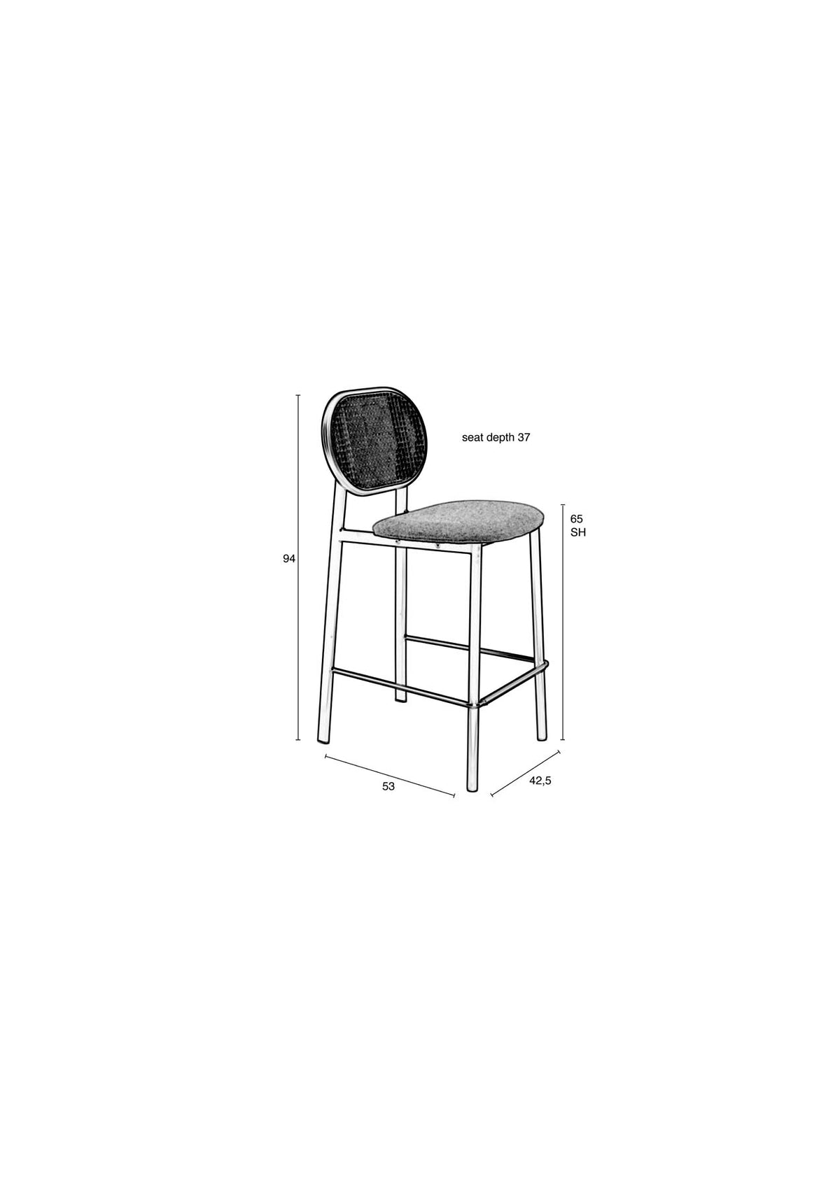 Barstuhl Spike in Grau präsentiert im Onlineshop von KAQTU Design AG. Barstuhl ist von Zuiver