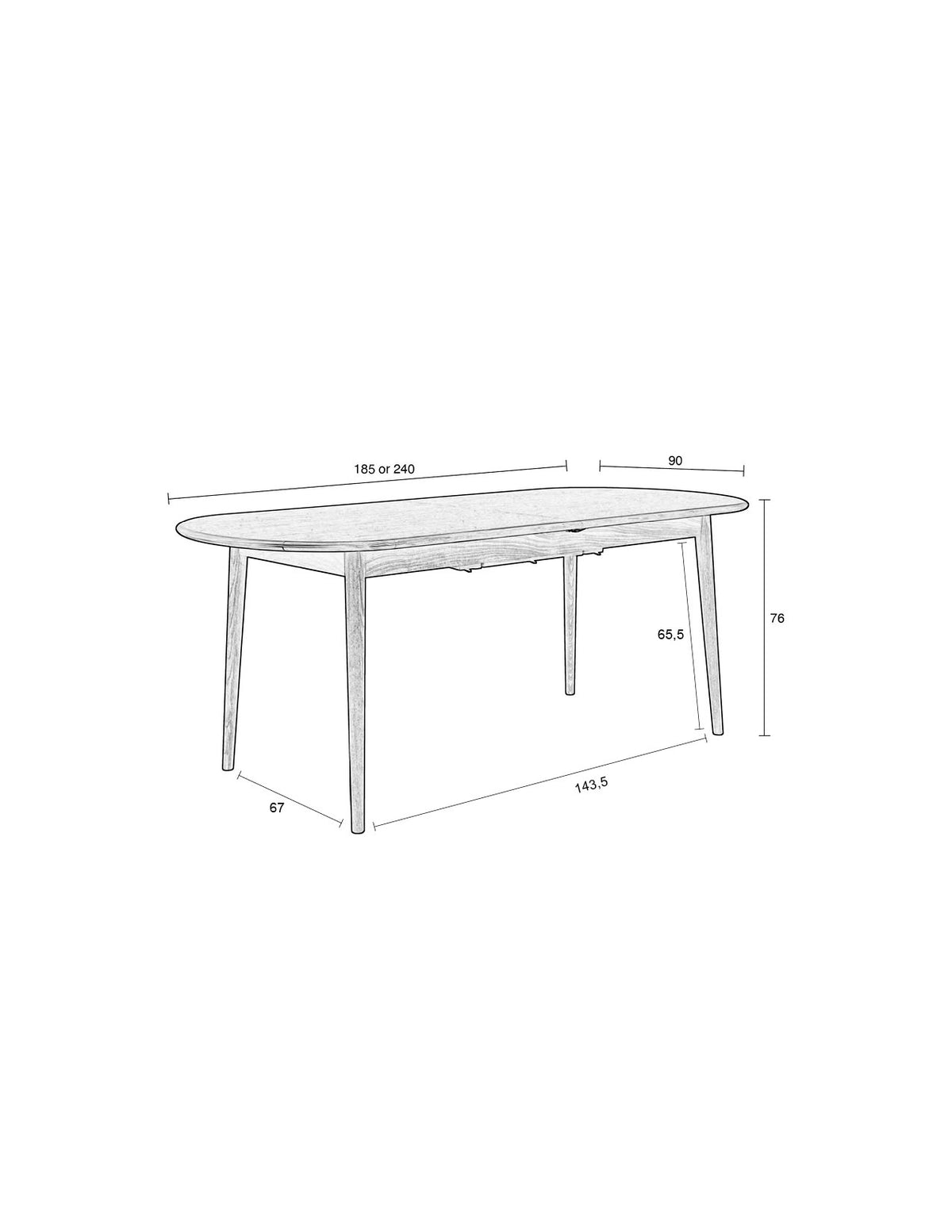 Twist Tisch Eiche 180/240x90 in beige präsentiert im Onlineshop von KAQTU Design AG. Esstisch ist von Zuiver