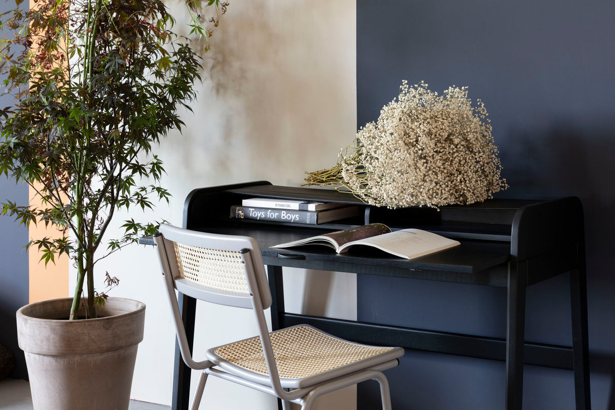 Bürotisch Barbier, Holzschreibtisch mit Beinen und ausziehbarer Arbeitsplatte
