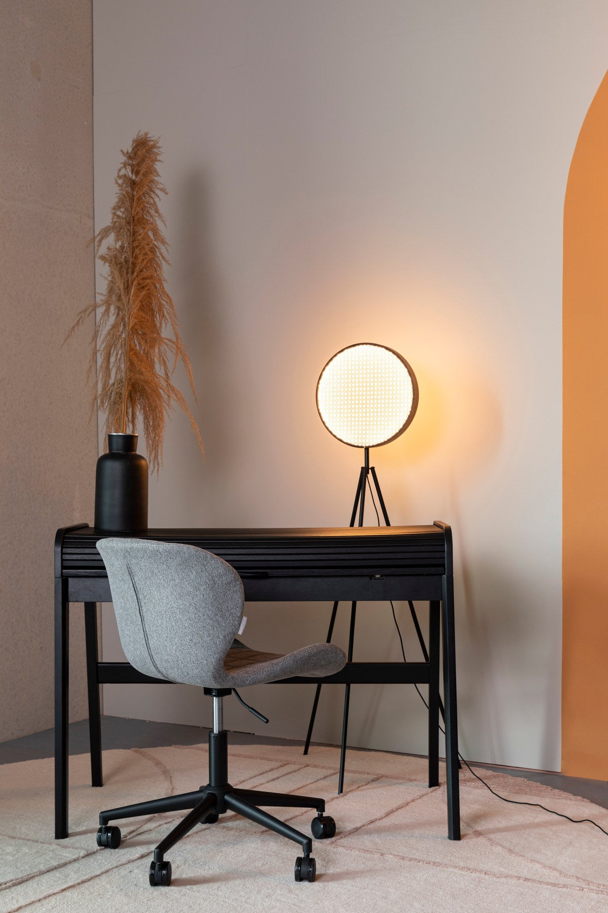 Bürotisch Barbier, Holzschreibtisch mit Beinen und ausziehbarer Arbeitsplatte