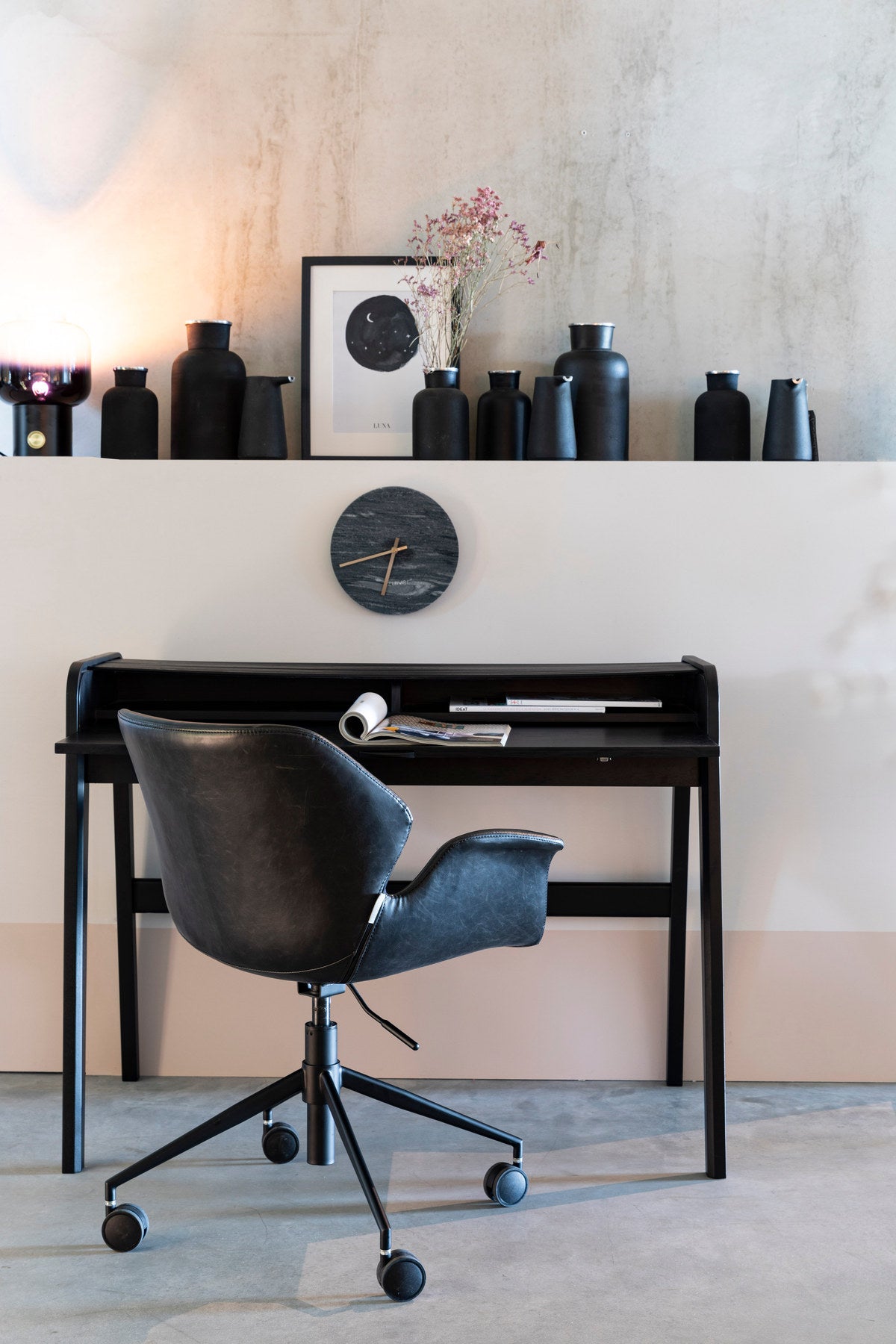 Bürotisch Barbier, Holzschreibtisch mit Beinen und ausziehbarer Arbeitsplatte