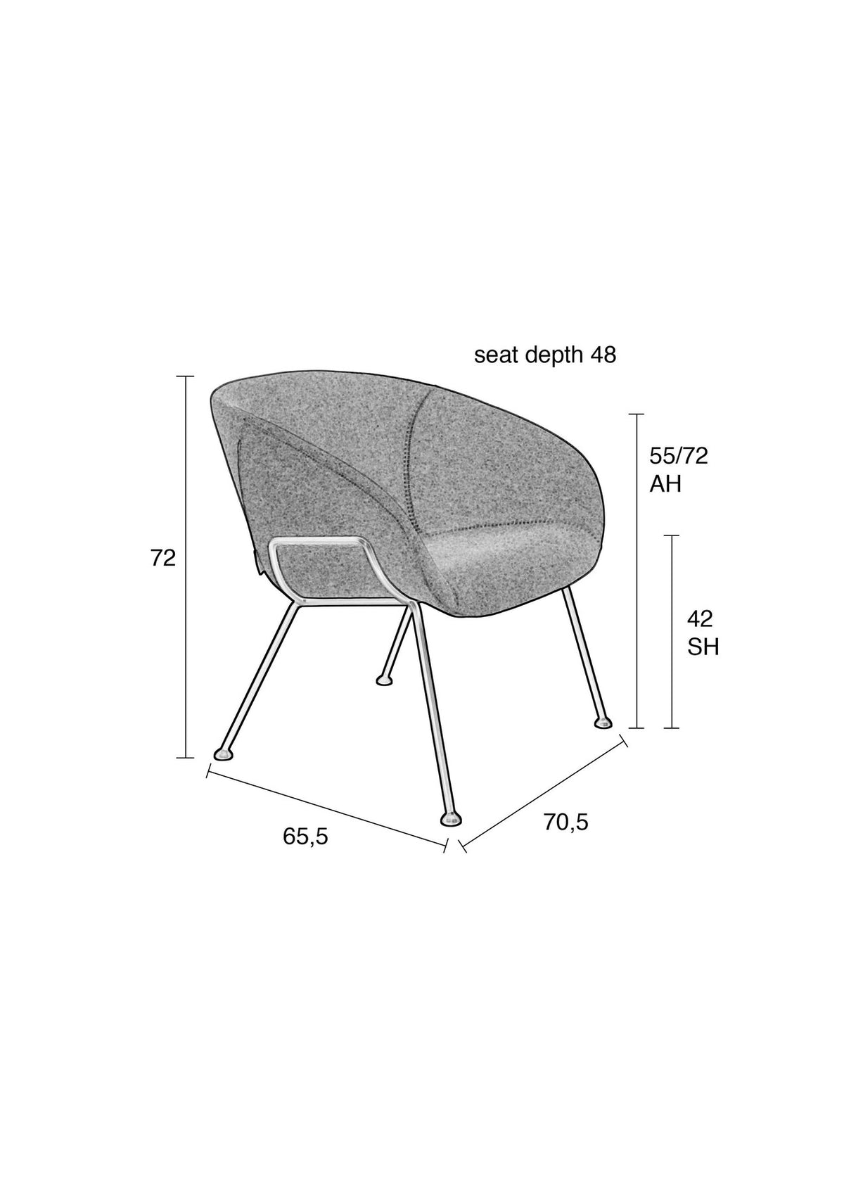 Lounge Sessel Feston in Grau präsentiert im Onlineshop von KAQTU Design AG. Sessel mit Armlehnen ist von Zuiver