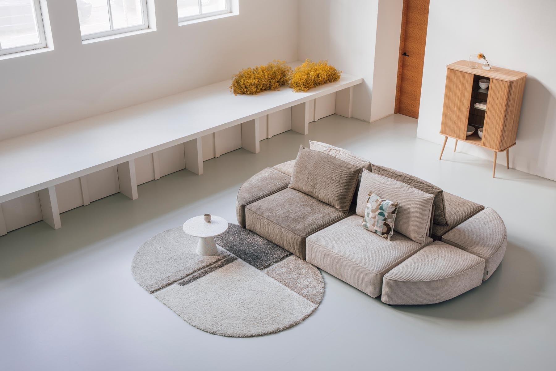 Sofa Element Hunter 1.5 Sitzer ohne Rückenlehne  in Sand präsentiert im Onlineshop von KAQTU Design AG. Modulares Sofa ist von Zuiver