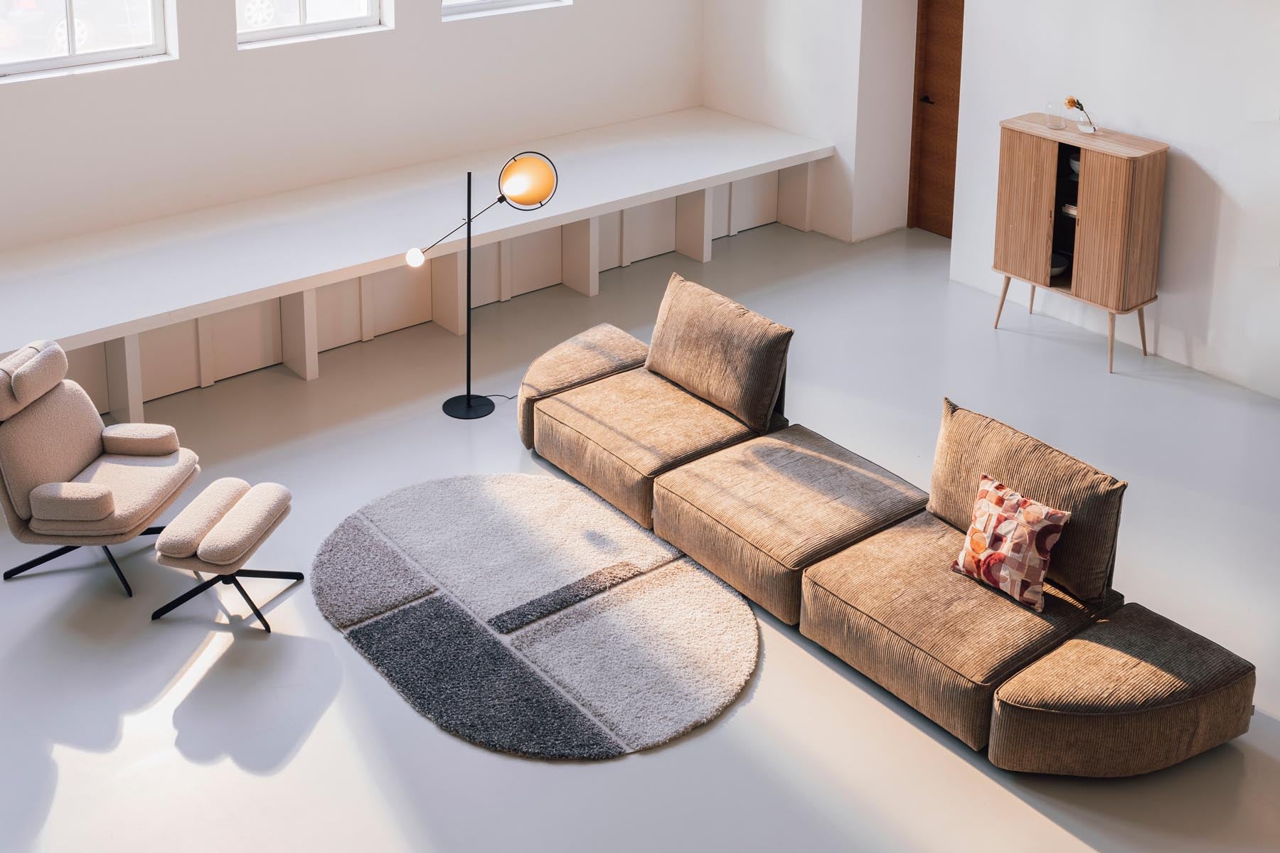 Sofa Element Hunter Pie Pouf rechts  in Moss präsentiert im Onlineshop von KAQTU Design AG. Modulares Sofa ist von Zuiver