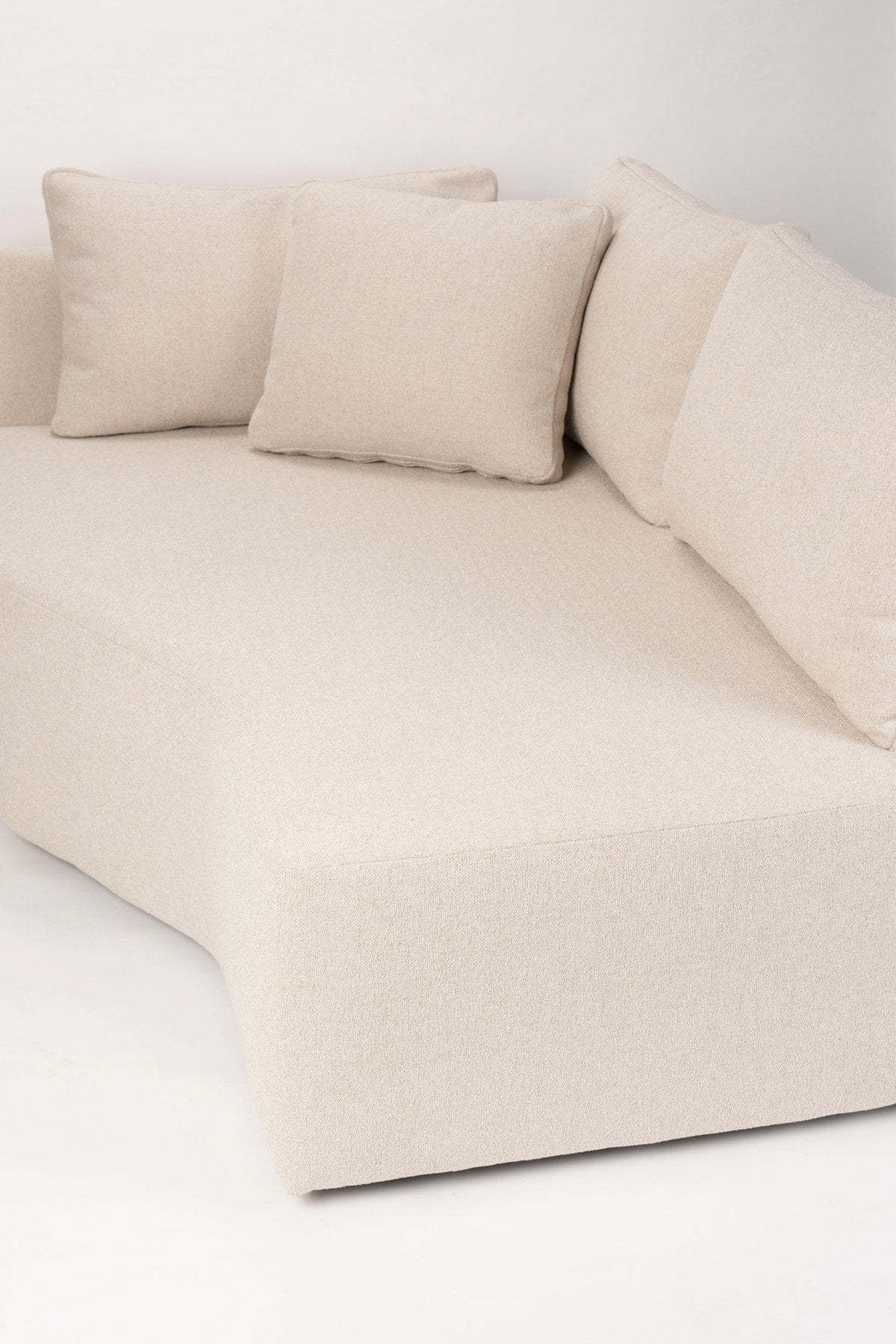 L-Sofa Prosper Sofa Right von Zuiver in Beige mit grob gewebtem Polyesterbezug, niedrige Beine