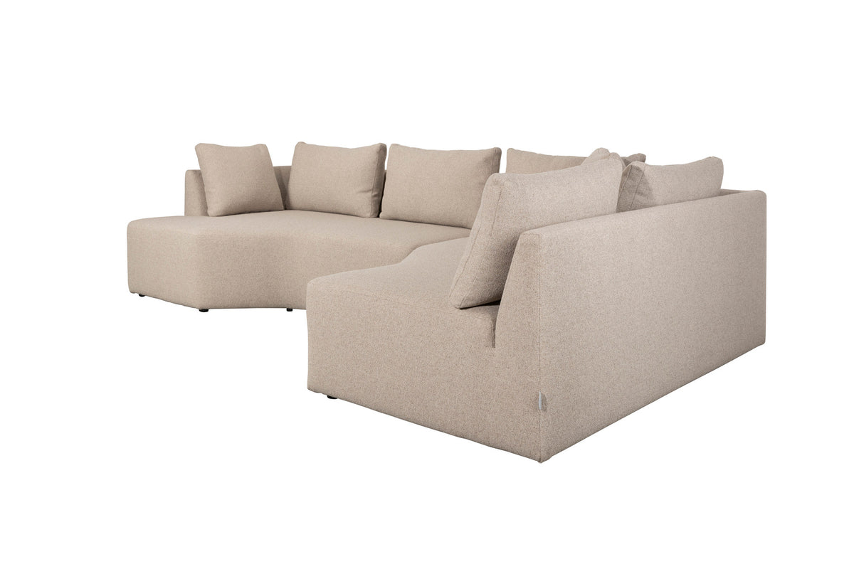 L-Sofa Prosper Sofa Right von Zuiver in Beige mit grob gewebtem Polyesterbezug, niedrige Beine